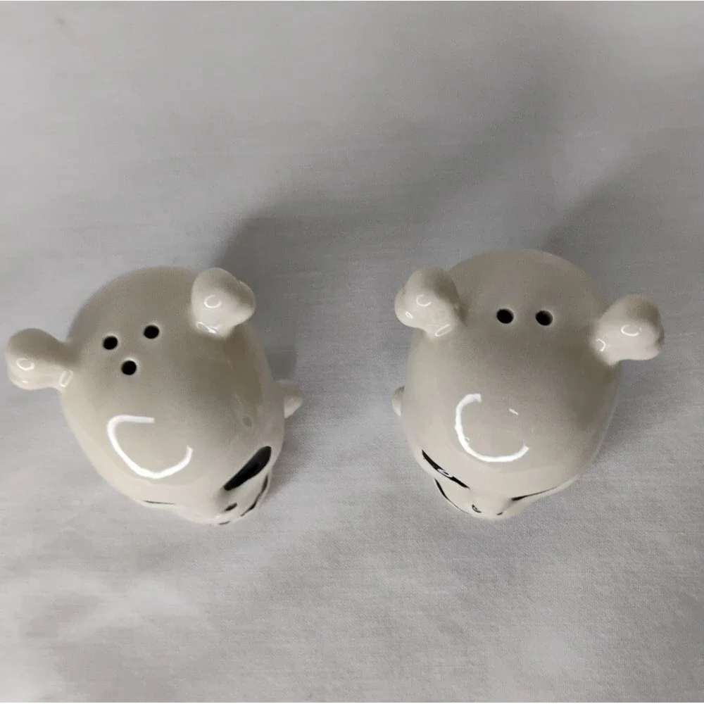 Skull Cross Bones Salt / Pepper Shakers Ceramic New Cream White 3